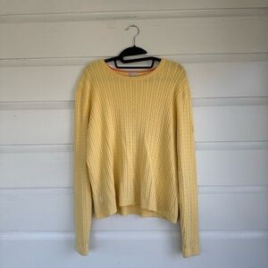 Izod Pale Yellow Cable Knit Crewneck Sweater